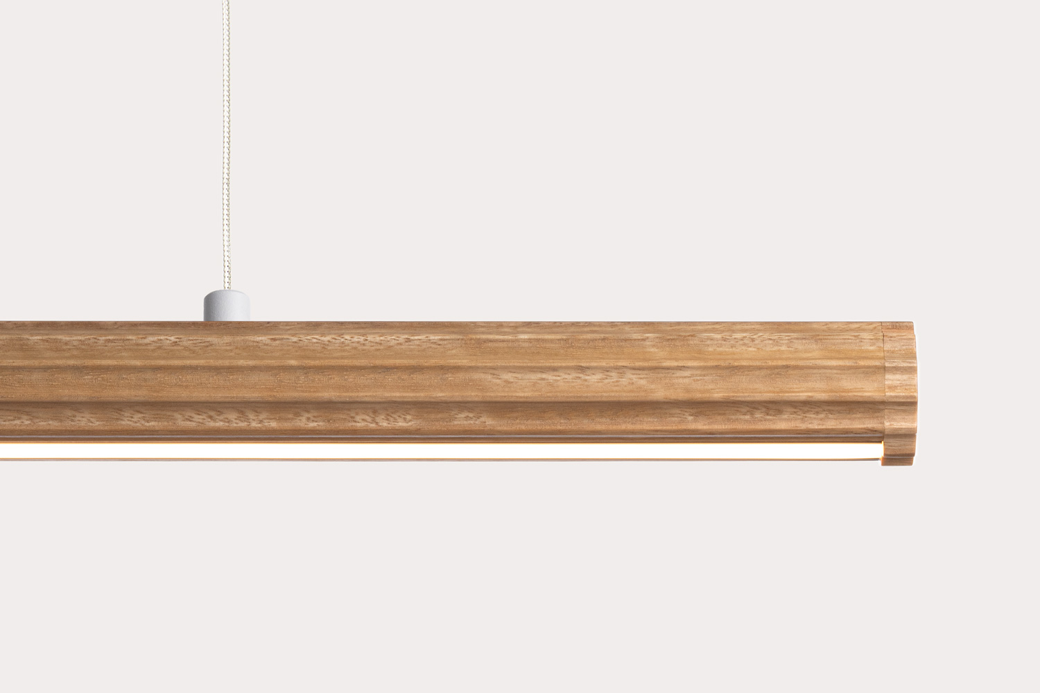 Fluted Roller Pendant shown in Spotted Gum